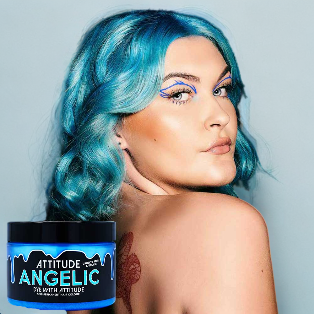Attitude Hair Dye - Angelic pastel Haarfärbemittel - Semipermanenter Haarfarbstoff - Pastellblau/Blau